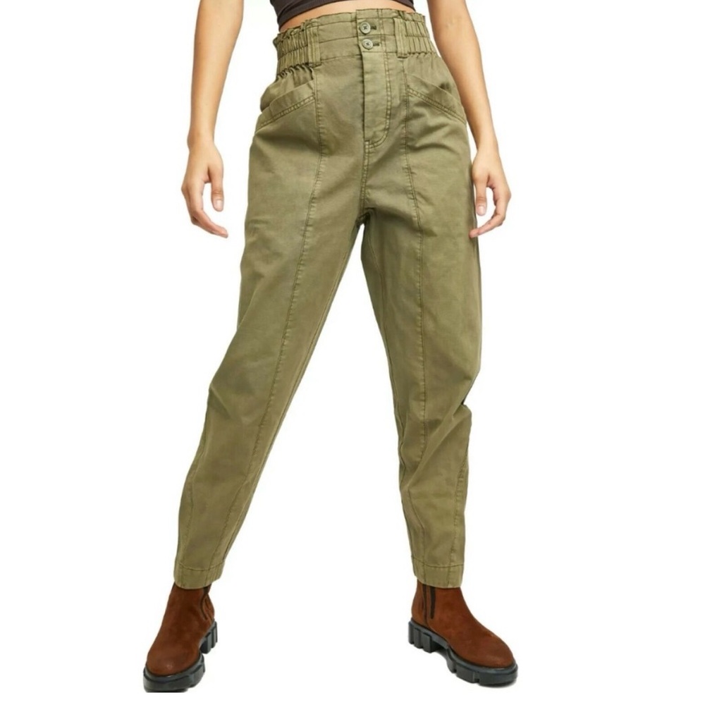 Free People Ready to Run Cinch Waist Cotton Cargo Pants XS read